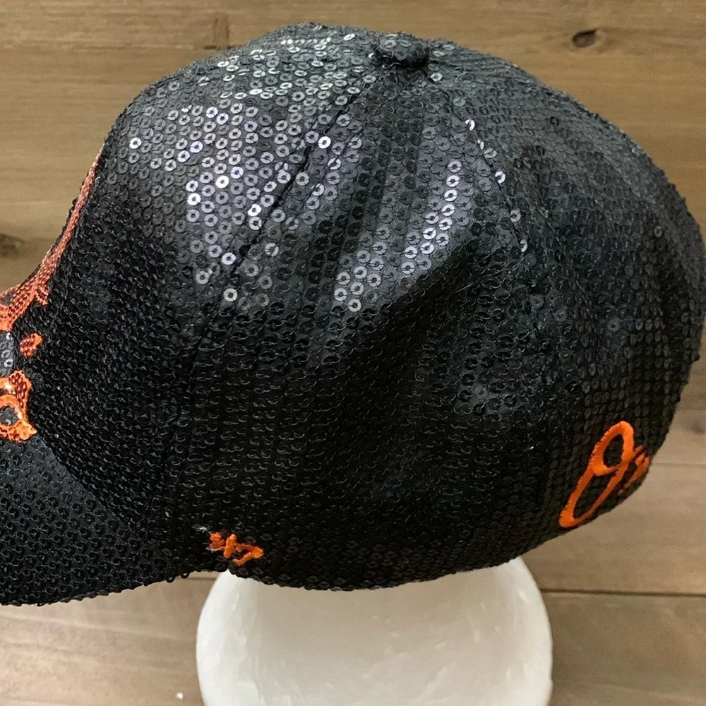 Orioles Baltimore Dazzle Sequin Bling Slouch Cap - Picture 4 of 9
